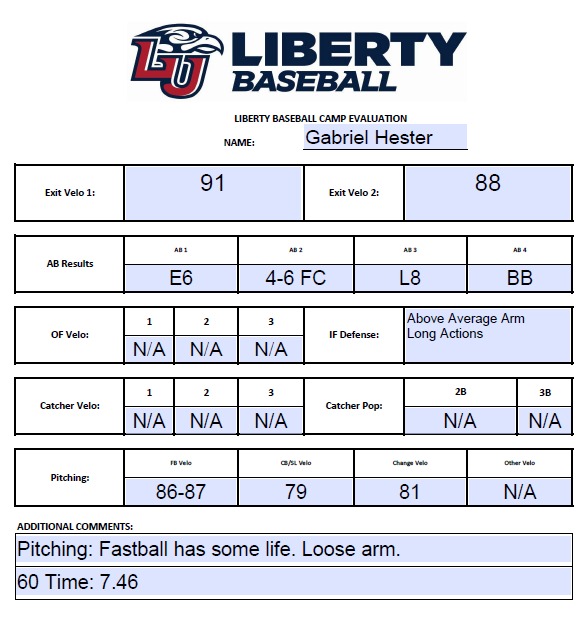 Check out the photos and videos of the baseball recruiting profile Gabriel Hester